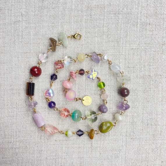 Gem Rosie/// Dream Crystal Rosary Beaded Necklace (DEJ-BBCC12-3)