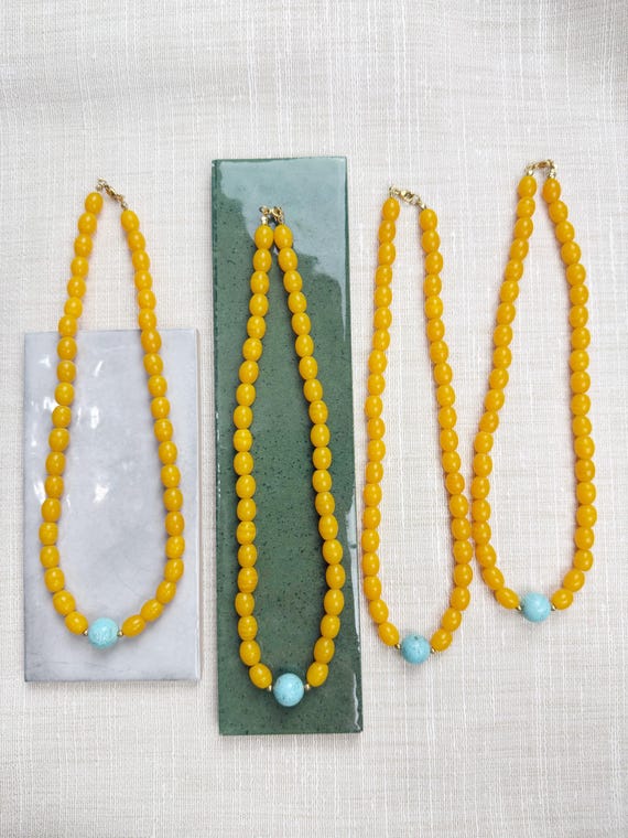 Orange Tango// Vintage Glass & Turquoise Necklace (EPJ-NSE39)