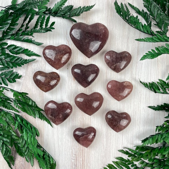 Strawberry Quartz Heart Carving, Gemstone Heart, Home Decor, Paper Weight (EPJ-HDHA18-2)