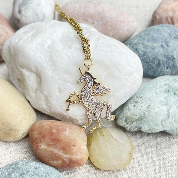 Wishborne/// Large Gold Flying Unicorn Charm Necklace (EPJ-N1AA56)