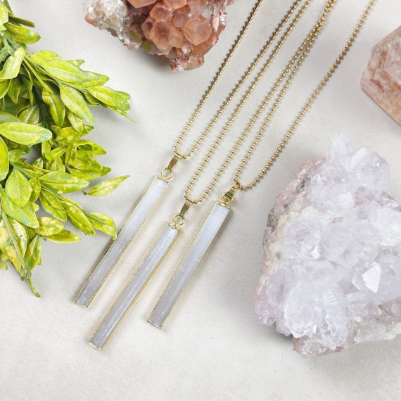 Gold Long Selenite Necklace (EPJ-NA15)