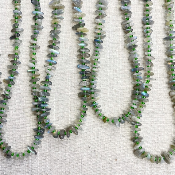 Labradorite Chip Bead Beaded Necklace (EPJ-NSC17-LB)