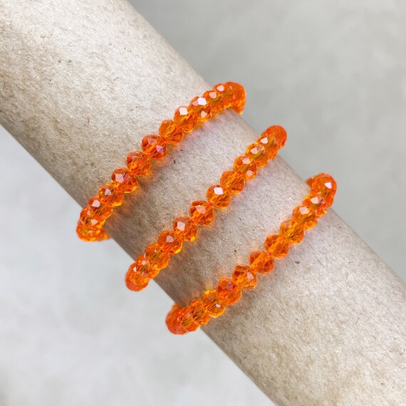 Gloria// Translucent Orange Crystal Beaded Bracelet (EPJ-BSBB12-TO)