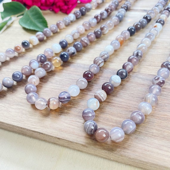Botswana Agate 8mm Beaded Necklace (EPJ-NSBB30)