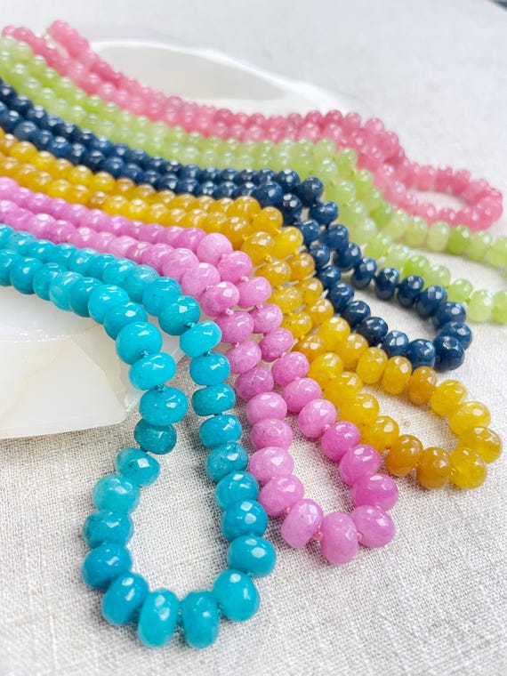 Color Pop// Dyed Jade 8mm Hand Knotted Beaded Necklace (EPJ-NSB77)