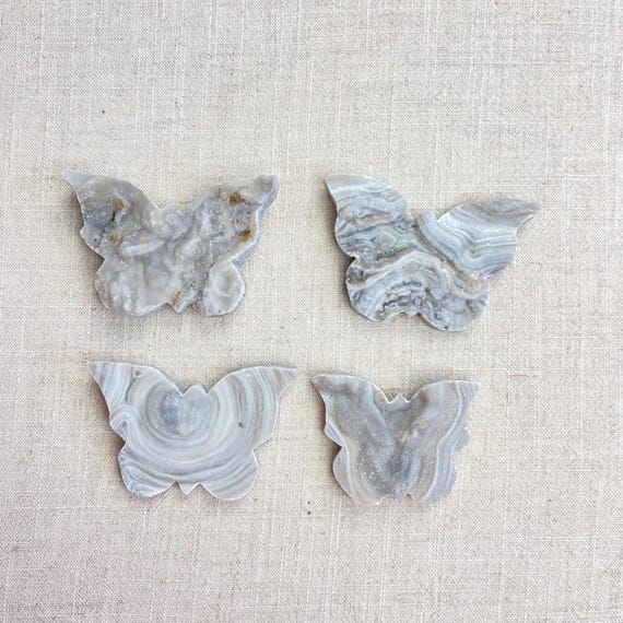 Large Natural Chalcedony Druzy Butterfly Carving (EPJ-HCAA40)