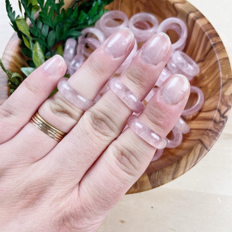 Rose Quartz 6mm Band Ring-FRAGILE Please Read Description image 10