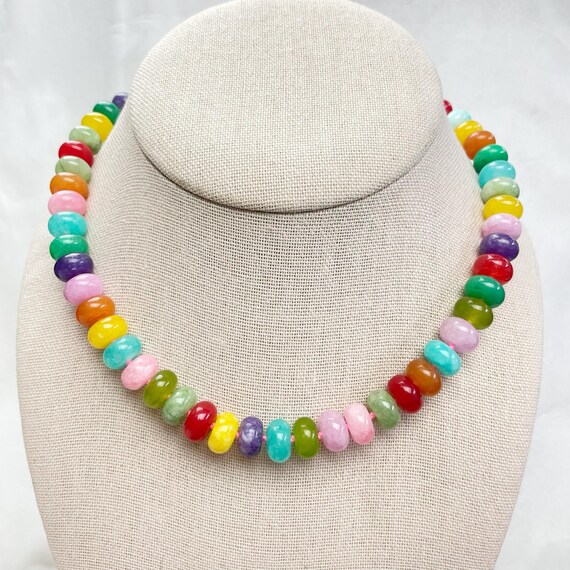 Eve// Multi Jade 10mm Hand Knotted Beaded Necklace (EPJ-NSBA27-MT