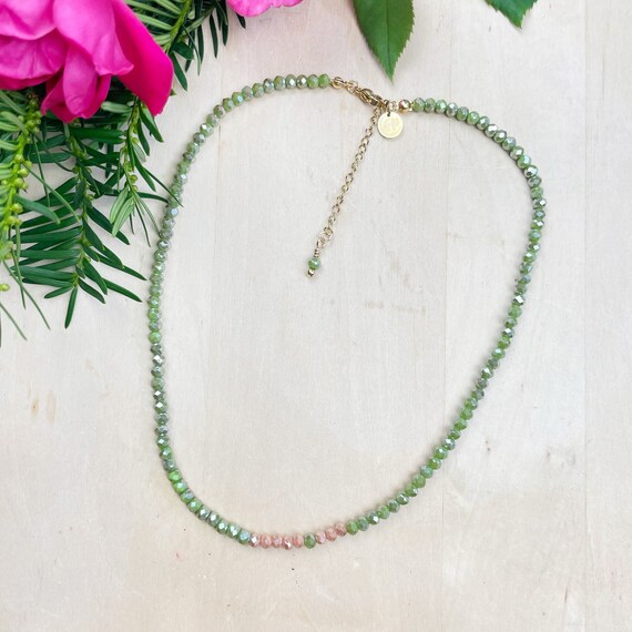 Autumn Mia// Hazelnut Crystal Beaded Delicate Necklace (EPJ-NSBA11-HZ)