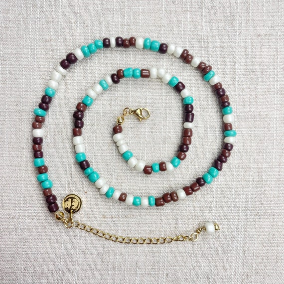 Mixie/// Canyon Mixed Czech Glass Beaded Necklace, Gold Colorful Choker Necklace, Layering Statement Necklace (DEJ-21BAA20-CN)
