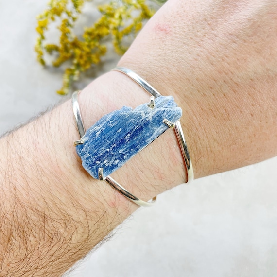 Silver Blue Kyanite Arc Cuff Bracelet (EPJ-BCCA27-3)