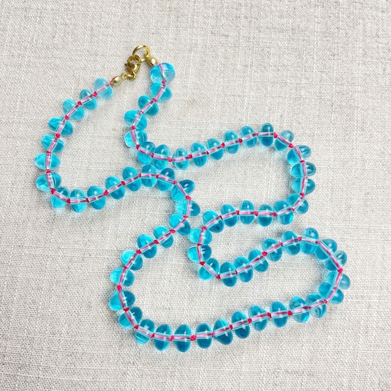 Blue Glass Hand-knotted Beaded Necklace (EPJ-NSC13-BL)