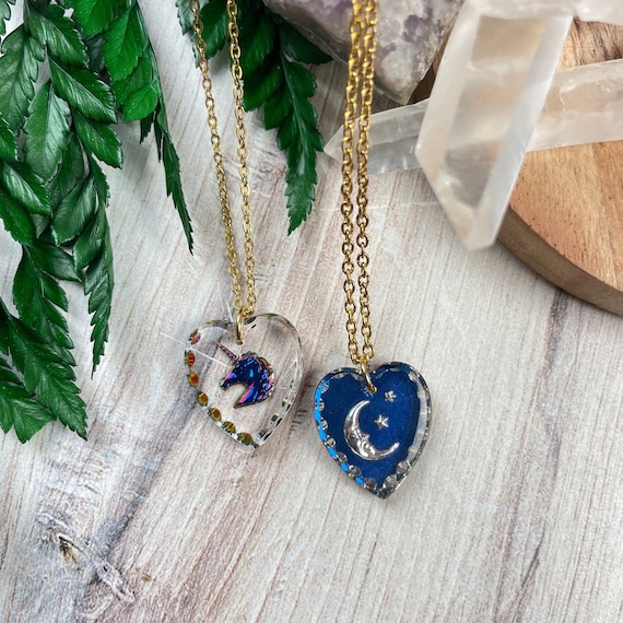 Vintage Heart Moon or Unicorn Pendant Necklace (EPJ-N2AA10)