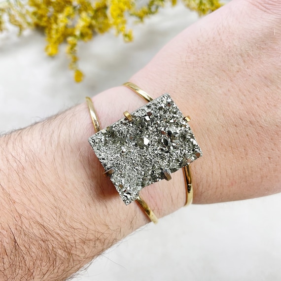 Gold Pyrite Arc Cuff Bracelet (EPJ-BCCA16-3)