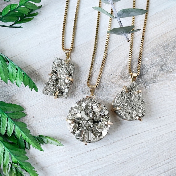 Gold Pyrite Prong Necklace (EPJ-NAAG11)