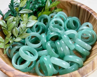 Green Aventurine 6mm Band Ring- FRAGILE- Please Read Description- Luck, Prosperity, Well-Being (EPJ-RC20CCD32)