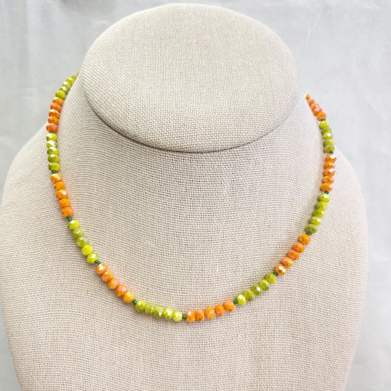 Lola// Citrus Iridescent Beaded Delicate Necklace (EPJ-NSB56-CT)