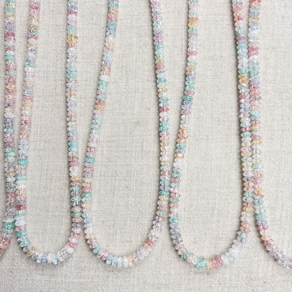 Multicolor Crackle Glass  Beaded Necklace (EPJ-NSC15)