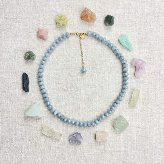 Powder Blue Jade 8mm Hand Knotted Beaded Necklace (EPJ-NSBA14-PBJ)