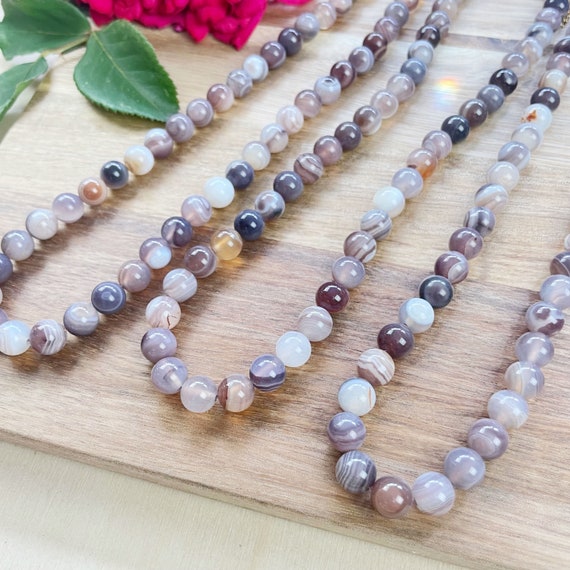 Botswana Agate 8mm Beaded Necklace (EPJ-NSBB30)