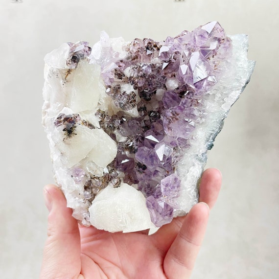 Amethyst Cluster with Calcite Inclusion (EPJ-HDSA22-6)
