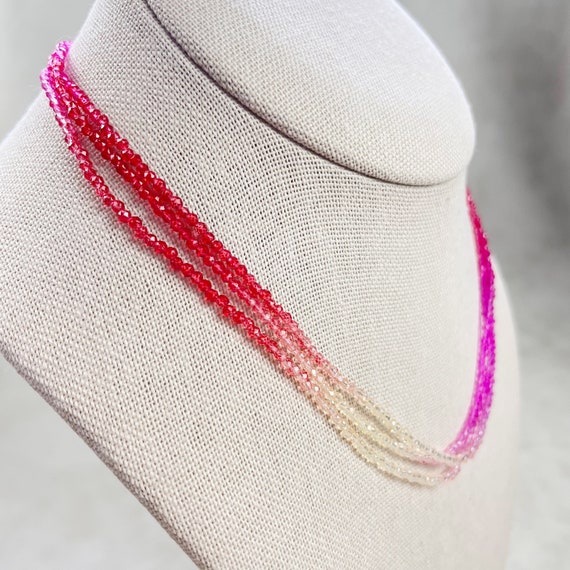 Vos// Cherry Triple Crystal Beaded Necklace (EPJ-NSBB18-CH)