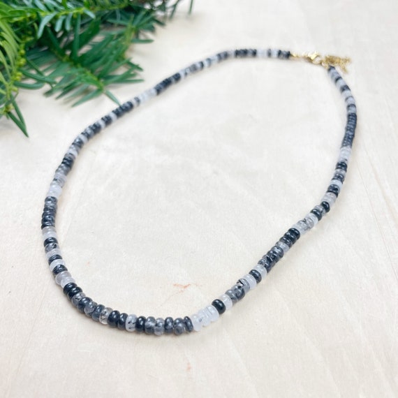 Zara// Tourmaline Quartz Beaded Gemstone Necklace (EPJ-NSBA19-TQ)