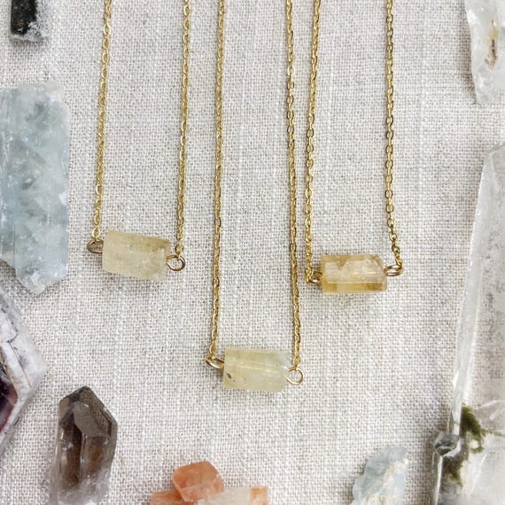 Citrine Bead Delicate Necklace (EPJ-NAAE61-CT)