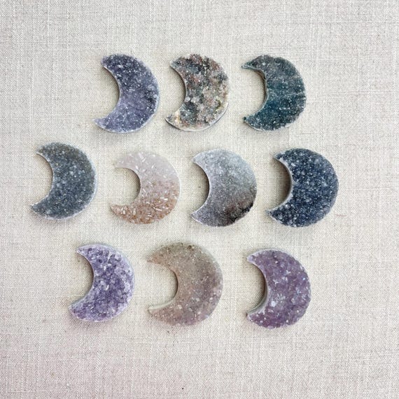 Natural Druzy Crescent Moon Carving (EPJ-HCAA28)