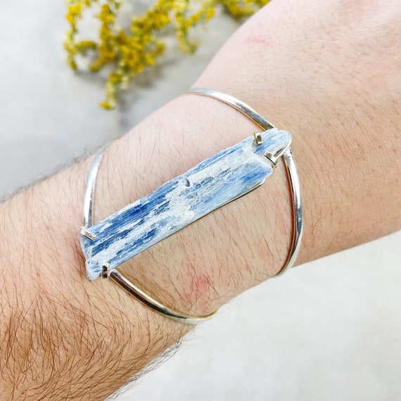 Silver Blue Kyanite Arc Cuff Bracelet (EPJ-BCCA27-2)