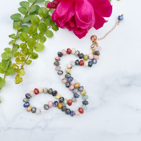 Multi Gemstone 8mm Hand Knotted Beaded Necklace (EPJ-NSBA14-MX)