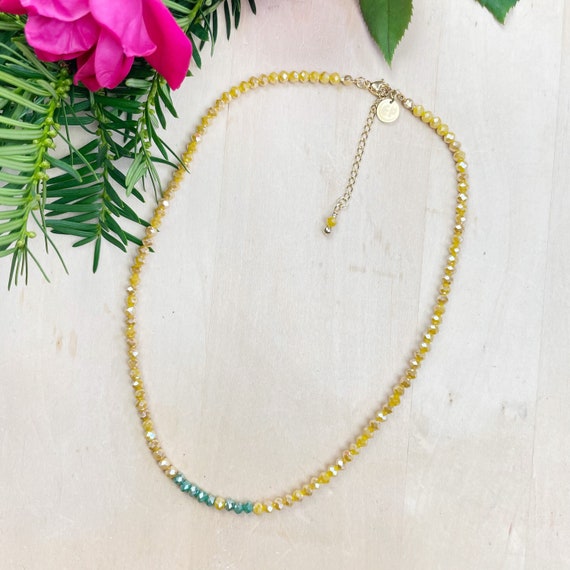 Autumn Mia// Maple Crystal Beaded Delicate Necklace (EPJ-NSBA11-MP)