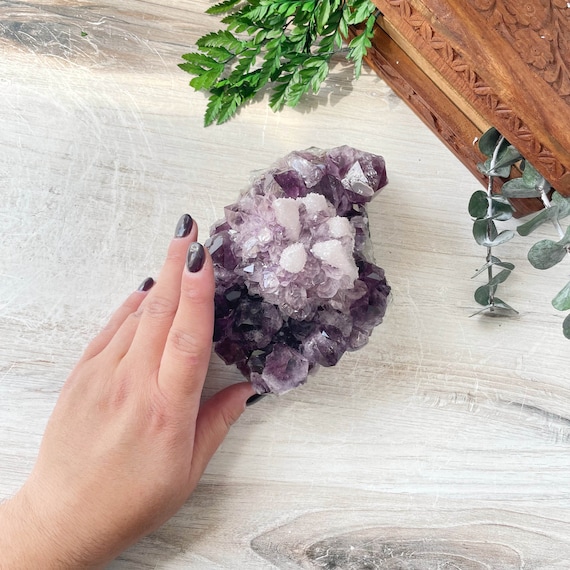 Amethyst Cluster with Calcite Rosette Inclusion (EPJ-HDSA22-3)