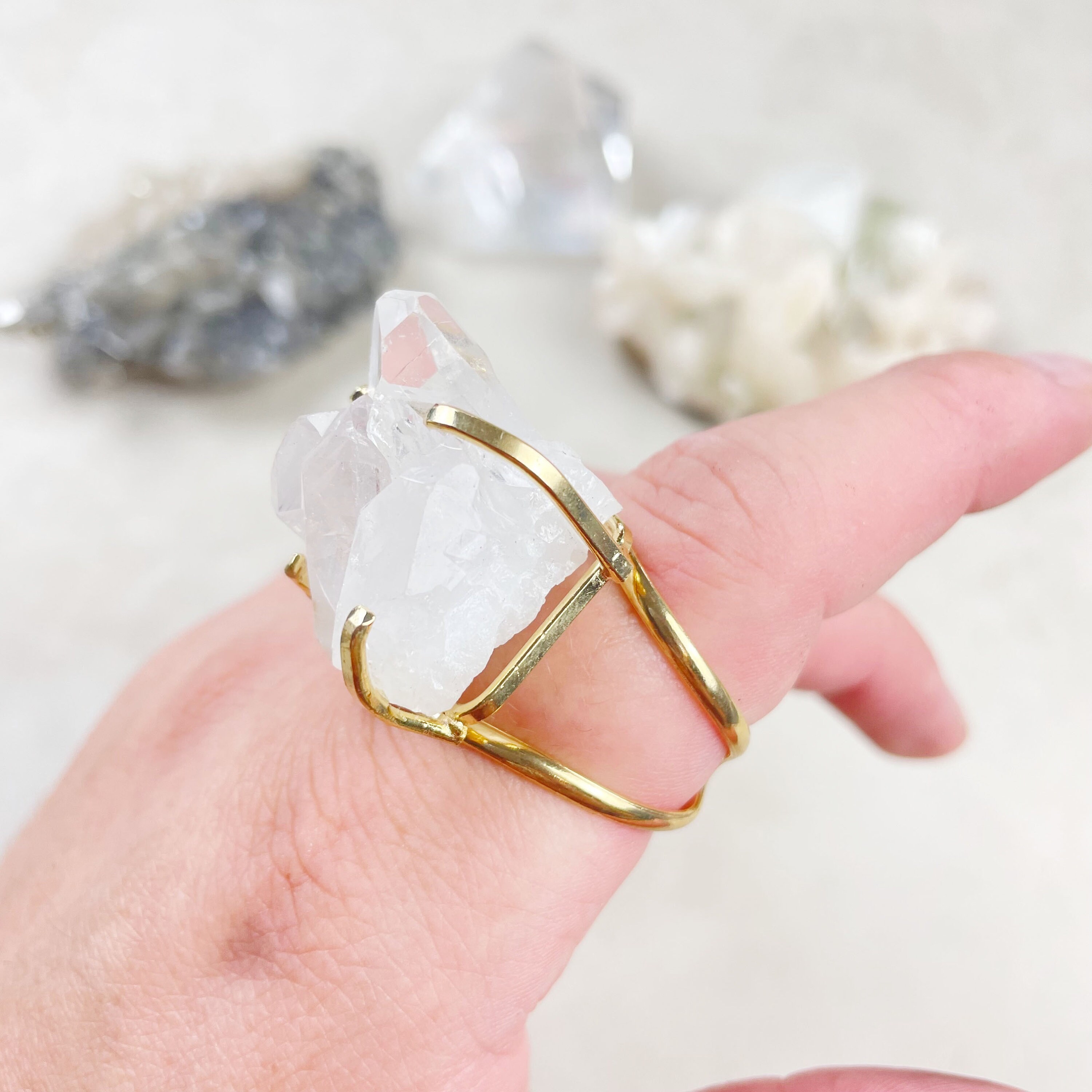 Crystal cluster cheap ring
