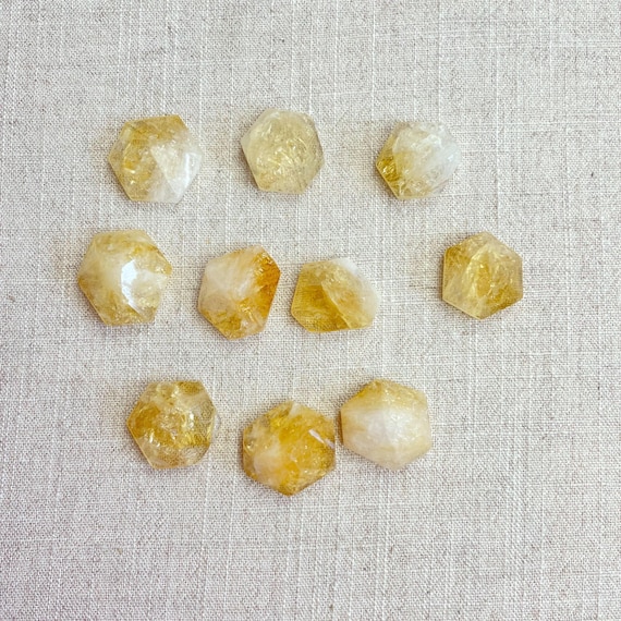 Small Golden Amethyst Citrine Hexagon Irregular Pyramid Carving (EPJ-HCAA49-CT)