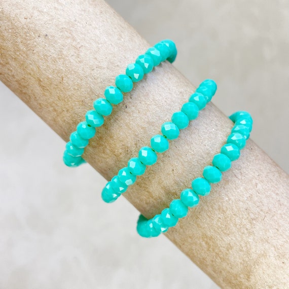 Gloria// Opaque Teal Crystal Beaded Bracelet (EPJ-BSBB12-OT)