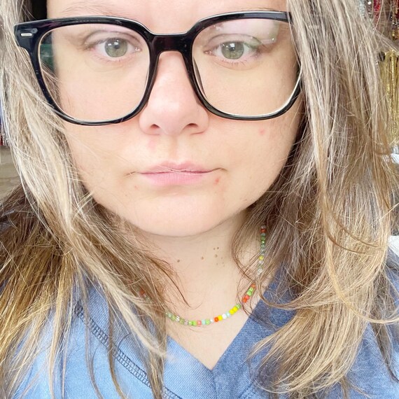 Esme// Glow Mix Crystal Beaded Delicate Necklace (EPJ-NSBA22-GW)