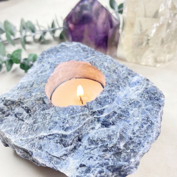 Rough Sodalite Chunk Candle Holder (EPJ-HDDA16-8)