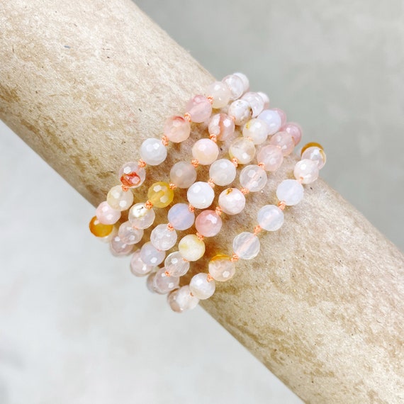 Nodum// Flower Agate Faceted Beaded Handknotted Bracelet (EPJ-BSBB14-FA)