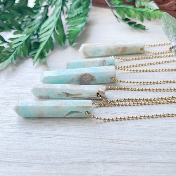 Gold Caribbean Calcite Drop Necklace (EPJ-NAWG10)