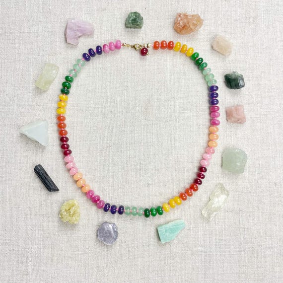 Prism Multi Jade 8mm Hand Knotted Beaded Necklace (EPJ-NSBA26-PMJ)