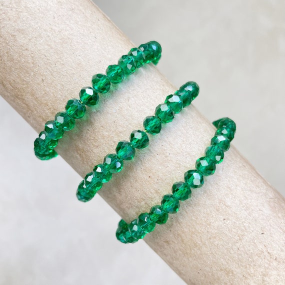 Gloria// Translucent Emerald Crystal Beaded Bracelet (EPJ-BSBB12-TE)