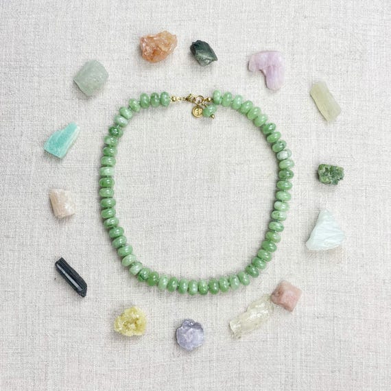 Sage Green Jade 10mm Hand Knotted Beaded Necklace (EPJ-NSBA27-SG)