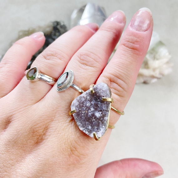 Gold Druzy Statement Wire Ring (EPJ-ROAA14-1)