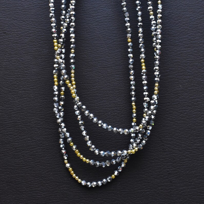 SILVER CRYSTALS/// Silver Glass Crystal Beaded Choker Necklace Etsy