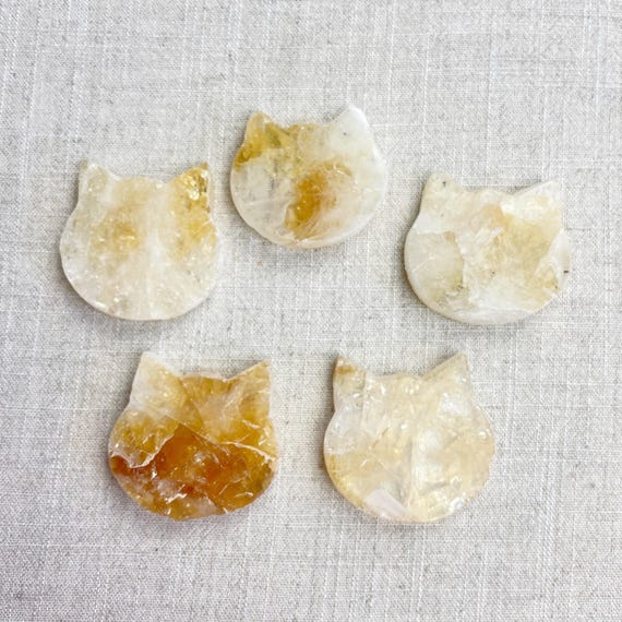 Golden Amethyst Citrine Cat Carving (EPJ-HCAA32-CT)