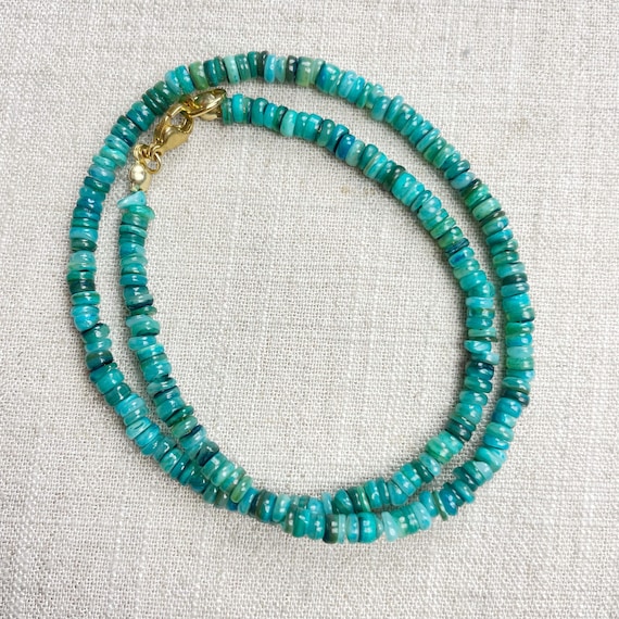 Dyed Teal Shell Beaded Necklace (EPJ-NSC14-TL)