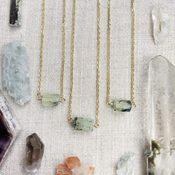 Prehnite Bead Delicate Necklace (EPJ-NAAE61-PH)