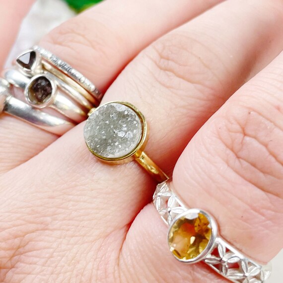 Round Druzy Gemstone Ring (EPJ-RD20AAA13-3)