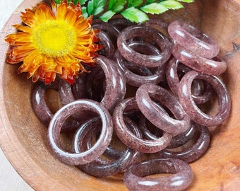 Strawberry Quartz 6mm Band Ring- FRAGILE- Please Read Description (EPJ-RCBR27)